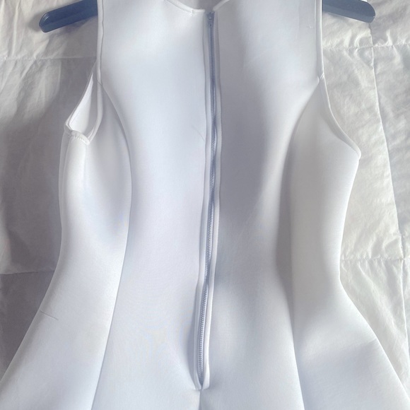 Platinum White Pleated Skater Dress, Size L - Picture 2 of 4